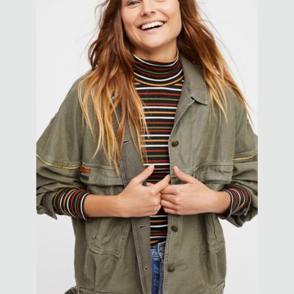 Free People Green Slouchy Military Jacket size XS - Picture 13 of 15